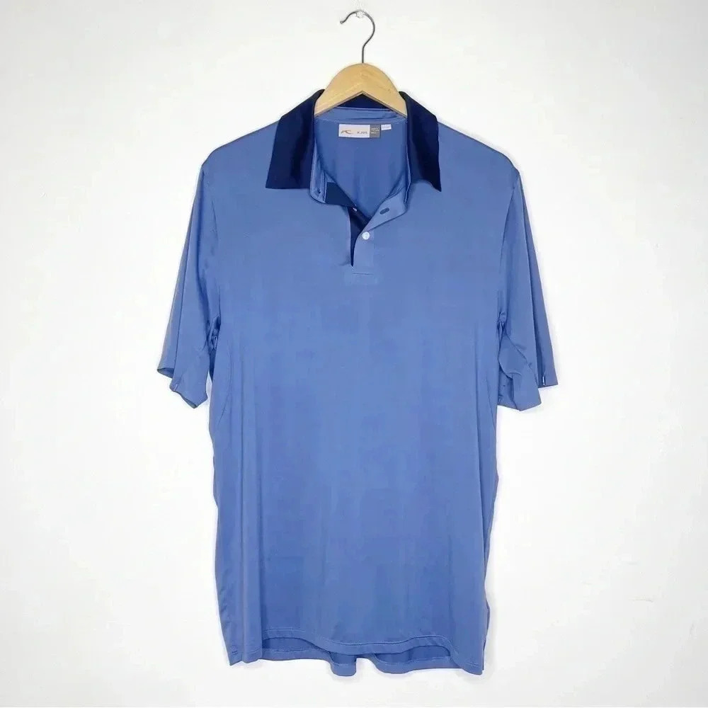 KJUS Men’s Blue Short Sleeve Golf Polo Shirt Performance Size Large